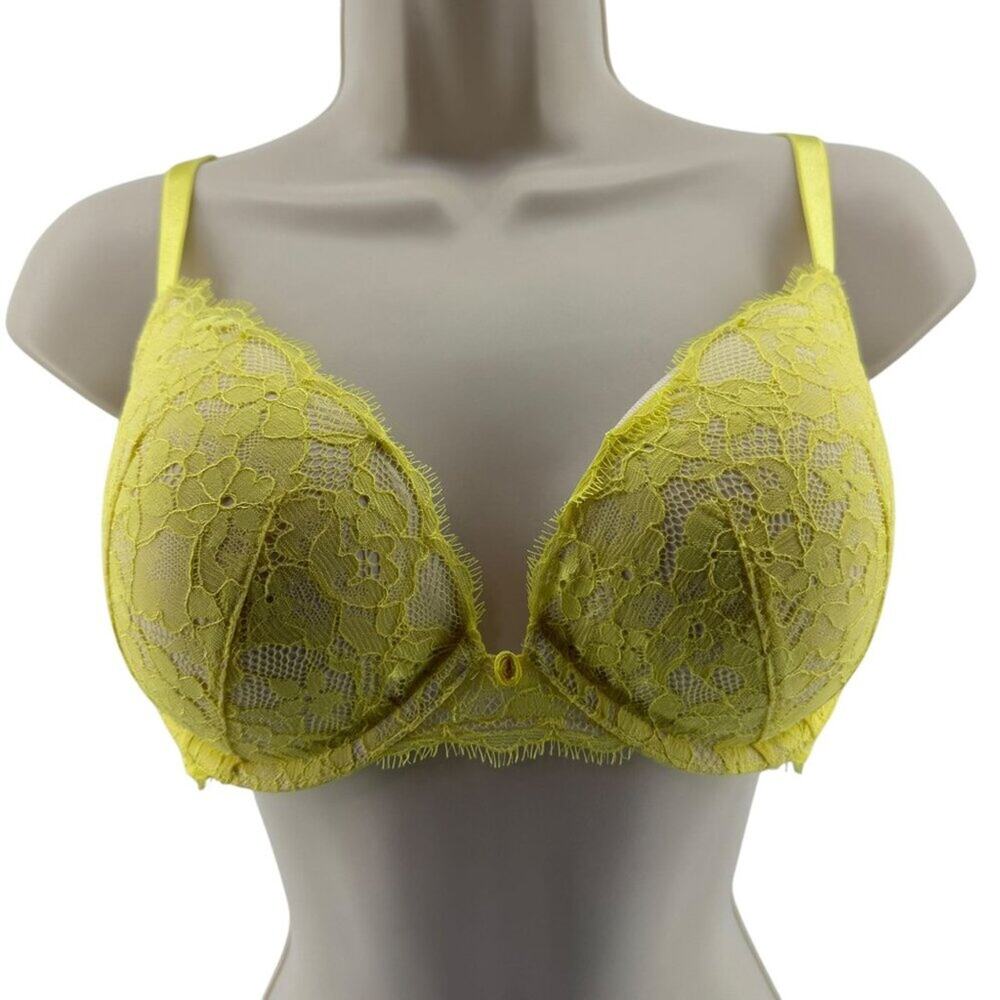 Victoria’s Secret Dream Angels Push Up Bra Brilliant Yellow Lace 34D